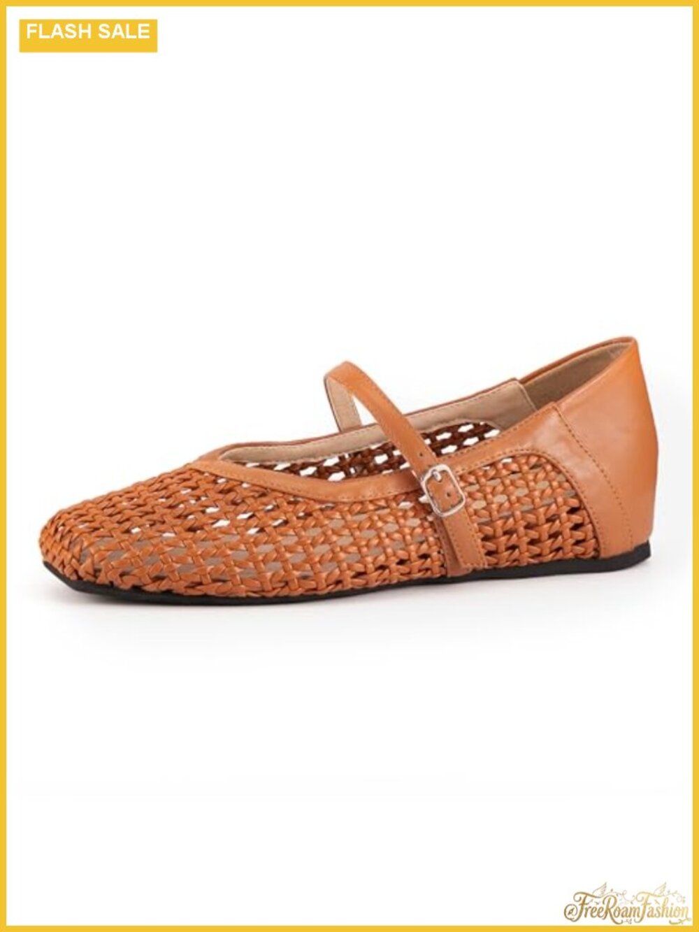 Woven Mary Jane Ballet Flats with Fold-Down Heel